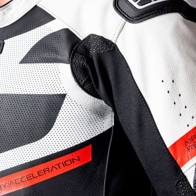 Кожен екип цял iXS Ace 1.0 черен-бял-червен