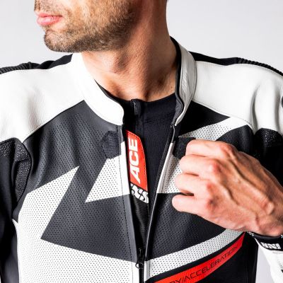 Кожен екип цял iXS Ace 1.0 черен-бял-червен