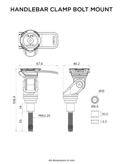 Стойка за болт М8 Quad Lock	 