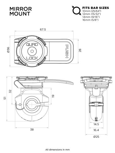 Стойка за огледало Quad Lock	