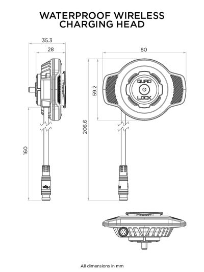 Безжична зарядна глава Quad Lock USB за стойка	 